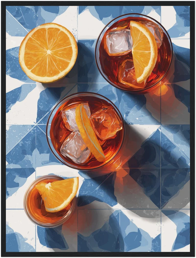 Aperitivo auf blauen Fliesen Poster
