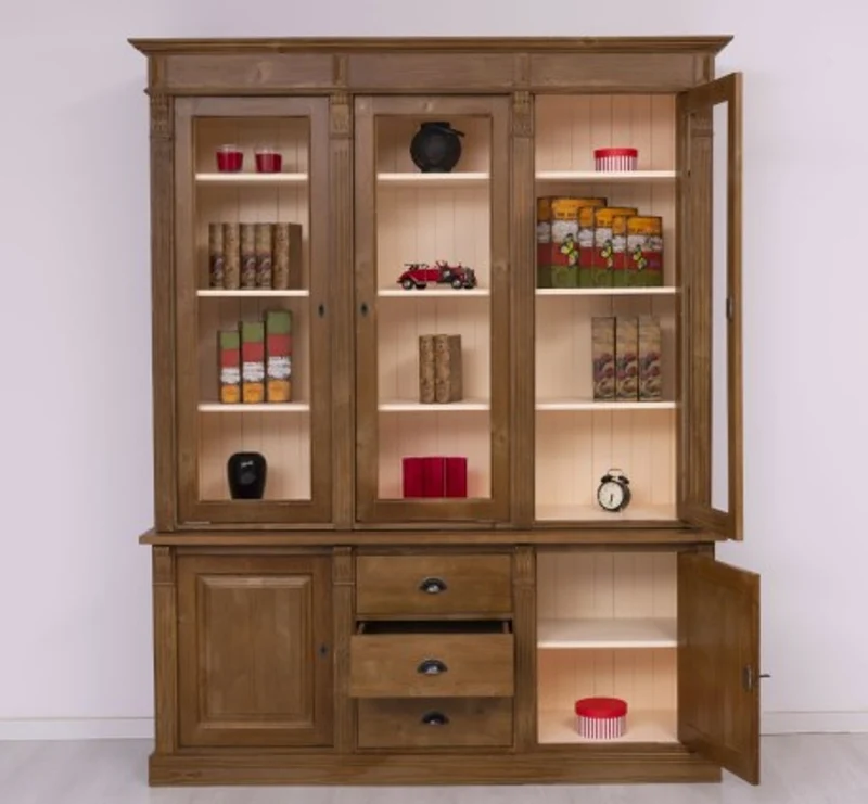 Casa Padrino Vitrine im Landhausstil mit 2 Türen, 183 x 51 x 228 cm