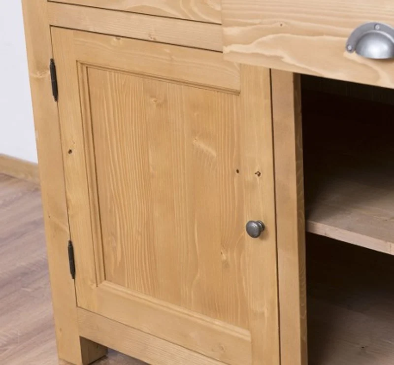 Casa Padrino Küchenschrank im Landhausstil mit 2 Türen, 2 Schubladen und Eichenholzplatte, 120 x 65 x 90 cm
