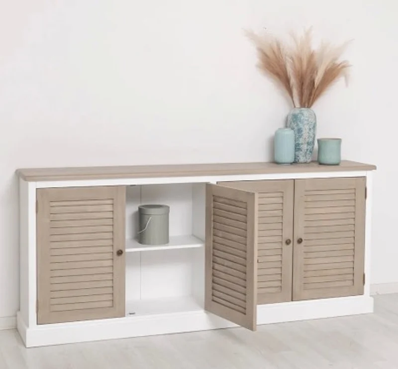 Casa Padrino Sideboard im Landhausstil mit 4 Türen und Eichenholzplatte, 209 x 37 x 90 cm