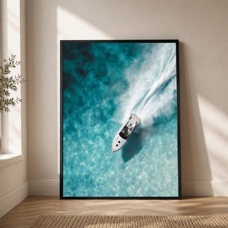 Speedboot im Türkismeer Poster