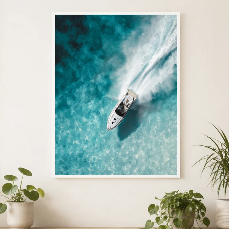 Speedboot im Türkismeer Poster