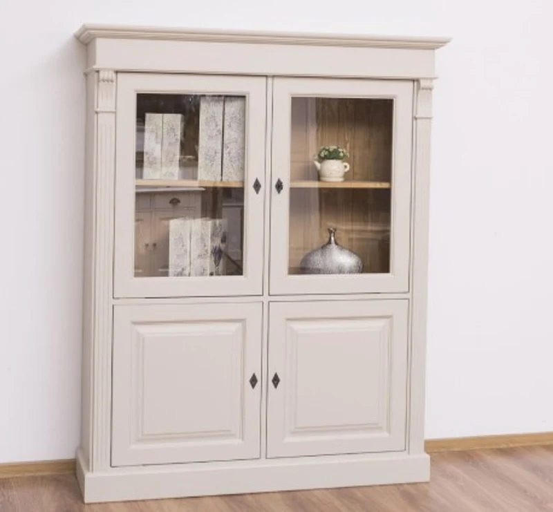 Casa Padrino Kleiderschrank im Landhausstil mit 2 Glastüren, 130 x 39 x 160 cm