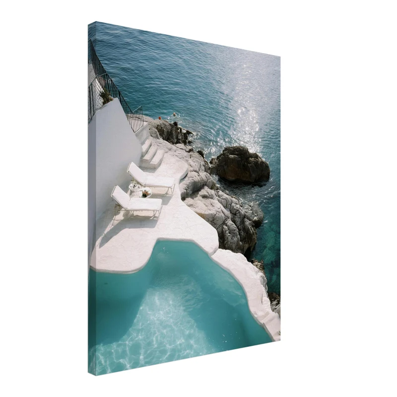 Weißer Pool am Meer Leinwand