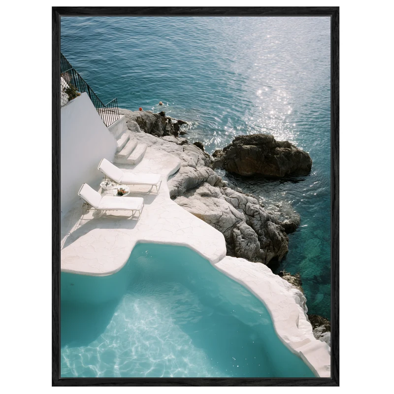 Weißer Pool am Meer Leinwand