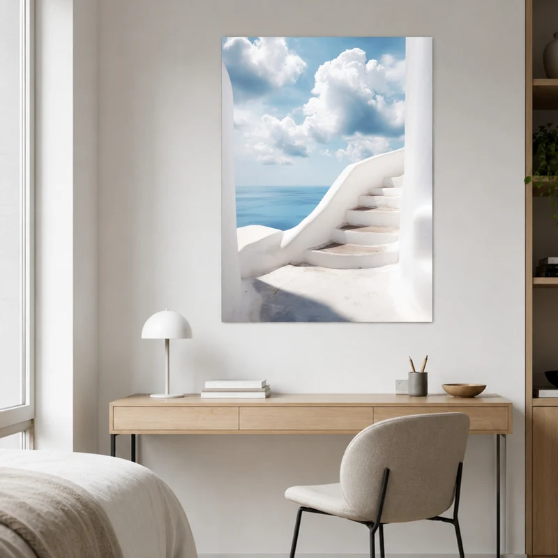 Weiße Treppe zum Meer Poster