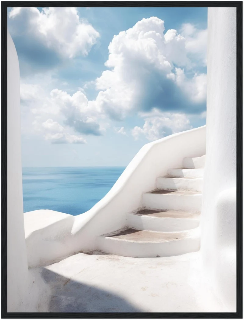 Weiße Treppe zum Meer Poster