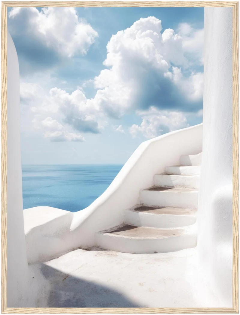 Weiße Treppe zum Meer Poster