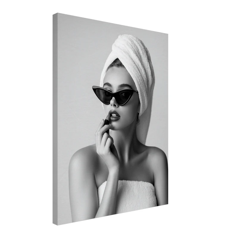Frau mit Handtuch-Turban Leinwand