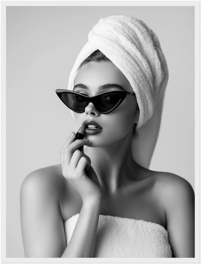 Frau mit Handtuch-Turban Poster