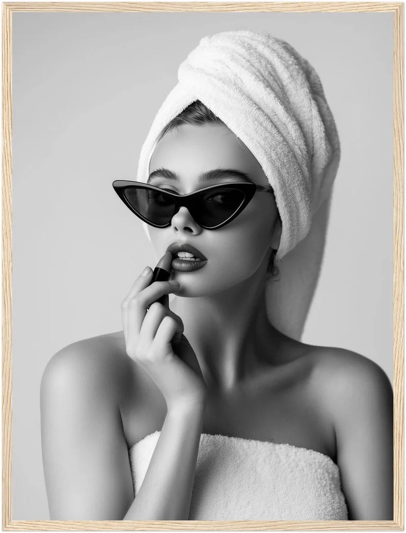 Frau mit Handtuch-Turban Poster