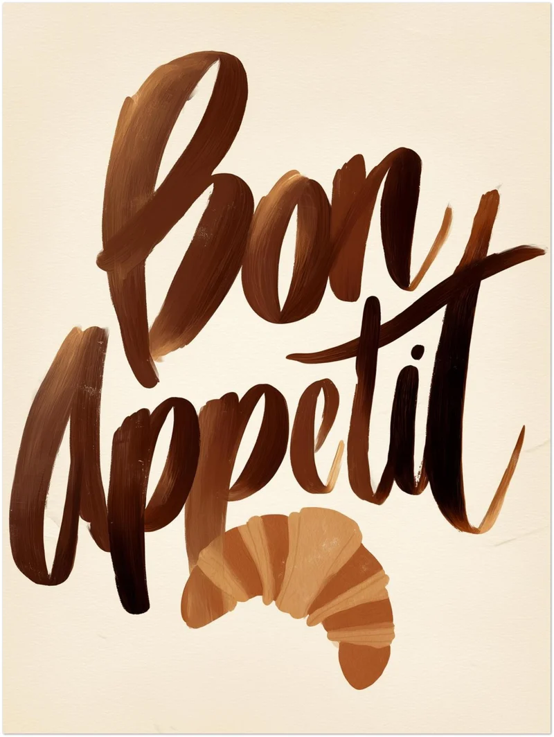 Bon Appétit Schriftzug Leinwand