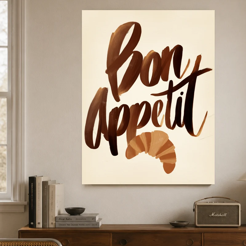 Bon Appétit Schriftzug Leinwand