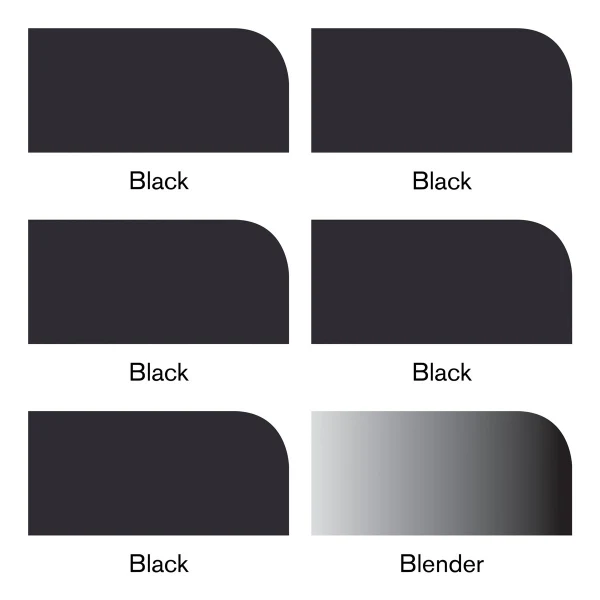 Winsor & Newton - 5x Black and 1x Blender - Promarker 6 Set