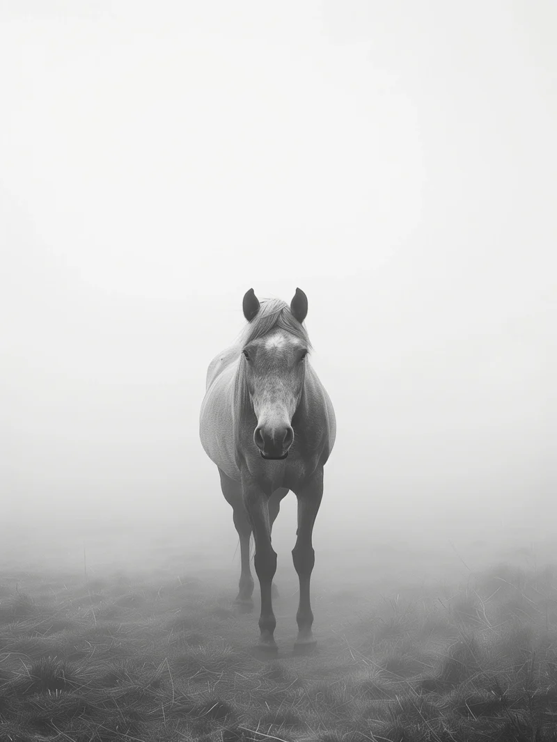 Pferd im Nebel Poster