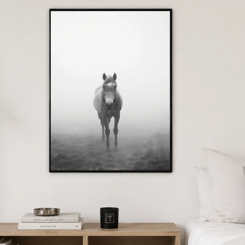 Pferd im Nebel Poster