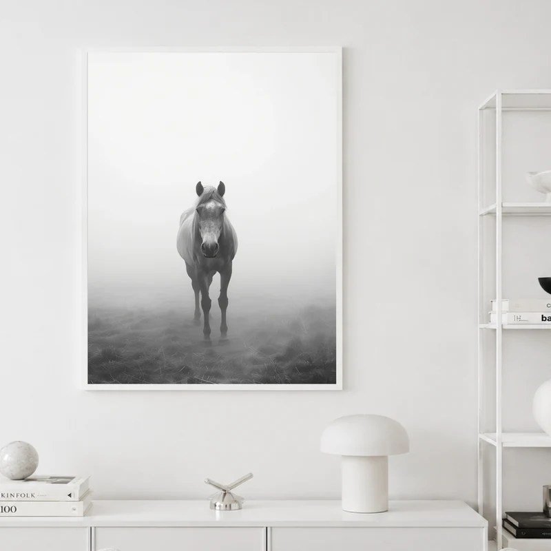 Pferd im Nebel Poster