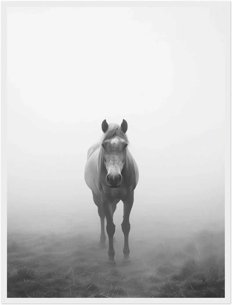 Pferd im Nebel Poster