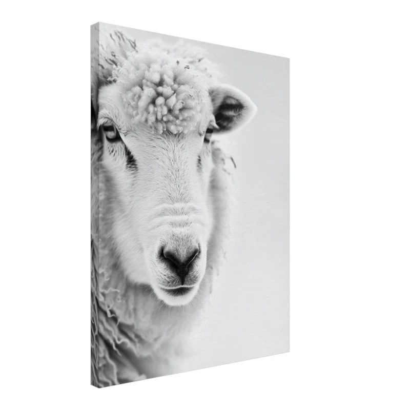 Schaf Portrait Schwarz Weiss Leinwand