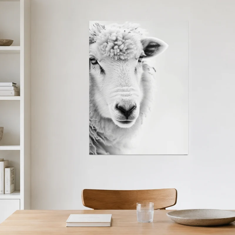 Schaf Portrait Schwarz Weiss Poster