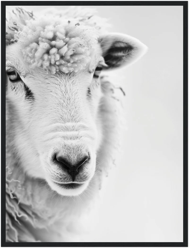 Schaf Portrait Schwarz Weiss Poster