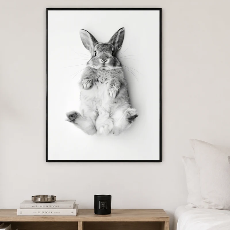 Kaninchen Schwarz Weiss Poster