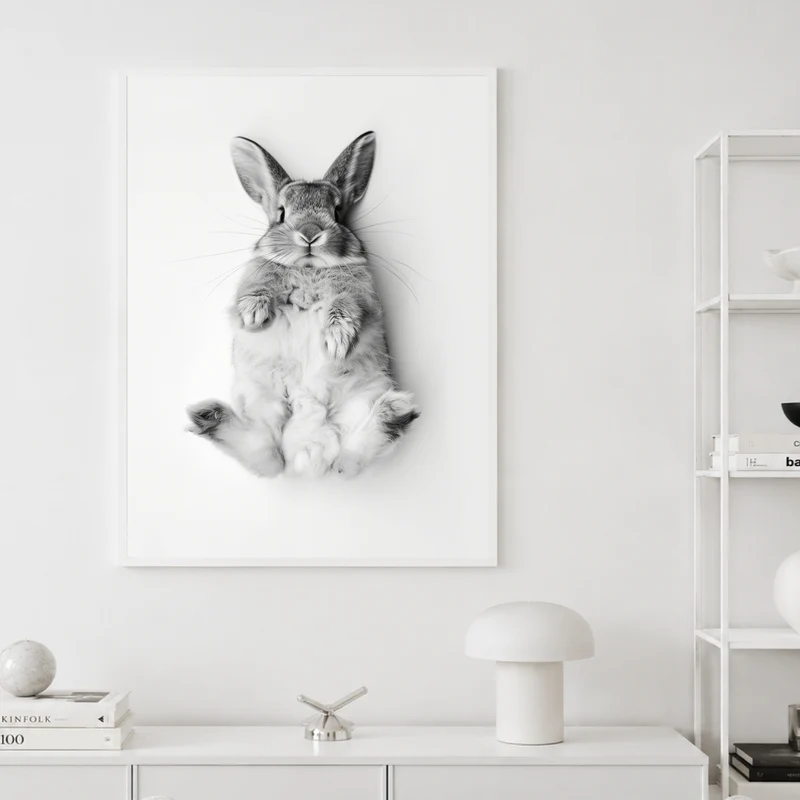 Kaninchen Schwarz Weiss Poster