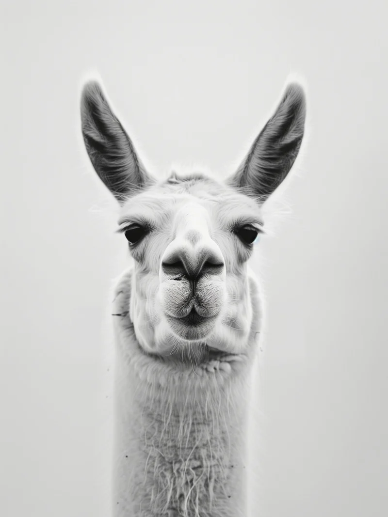 Lama Schwarzweiss Portrait Leinwand