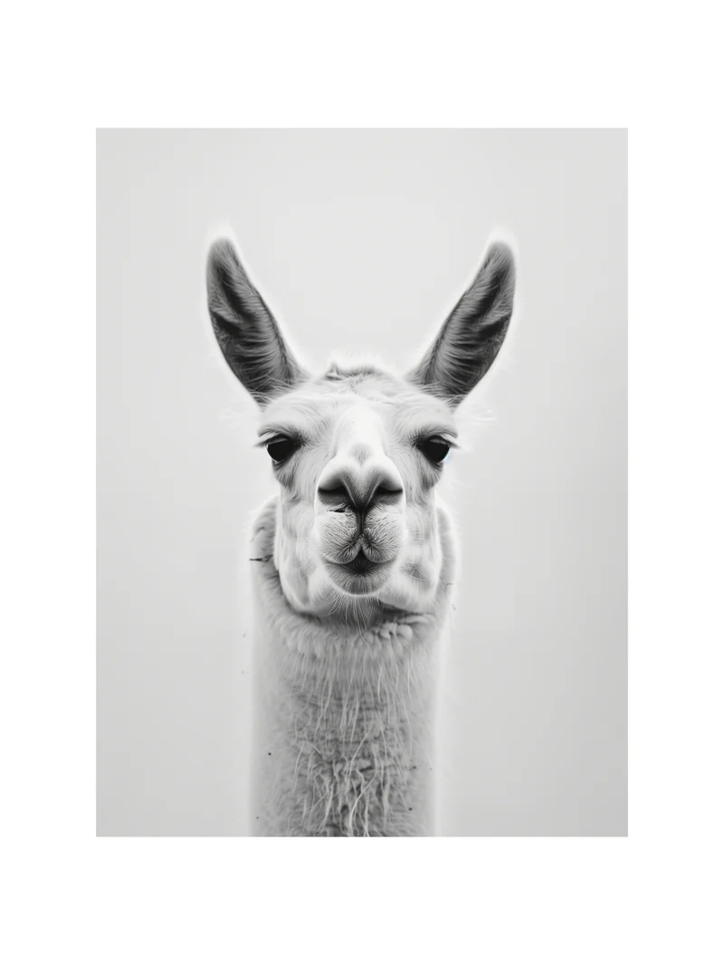 Lama Schwarzweiss Portrait Poster