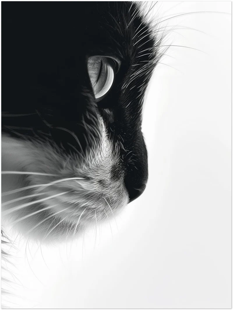 Katzenprofil Schwarz Weiss Leinwand