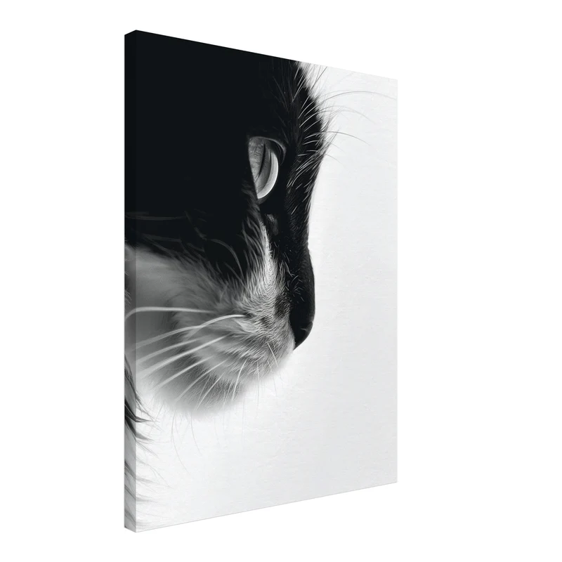 Katzenprofil Schwarz Weiss Leinwand
