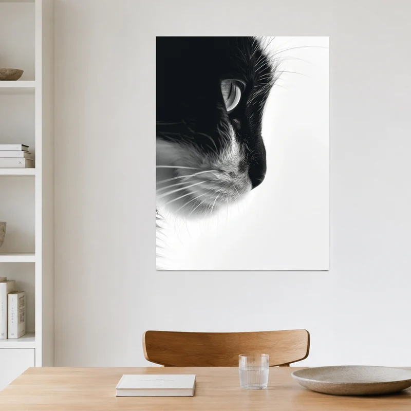 Katzenprofil Schwarz Weiss Leinwand