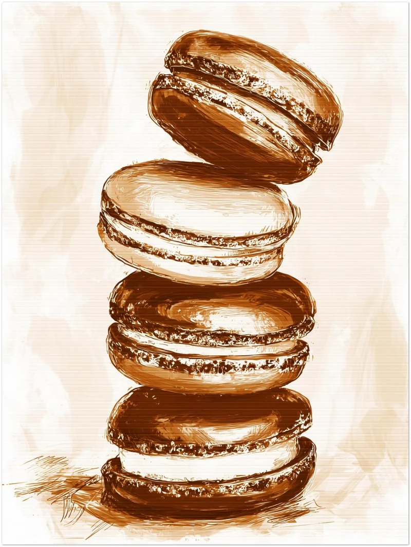 Gestapelte Macarons Vintage Poster