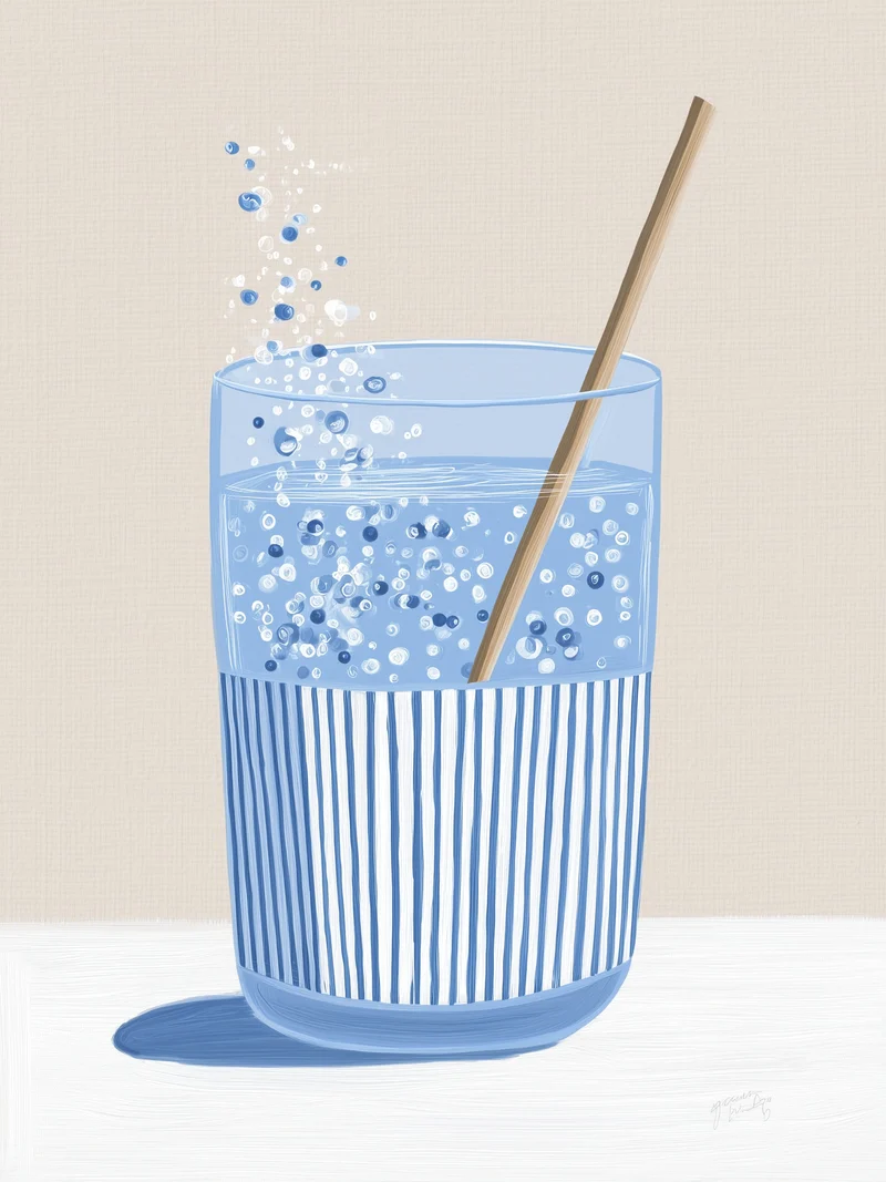 Sprudelwasser mit Strohhalm Leinwandbild