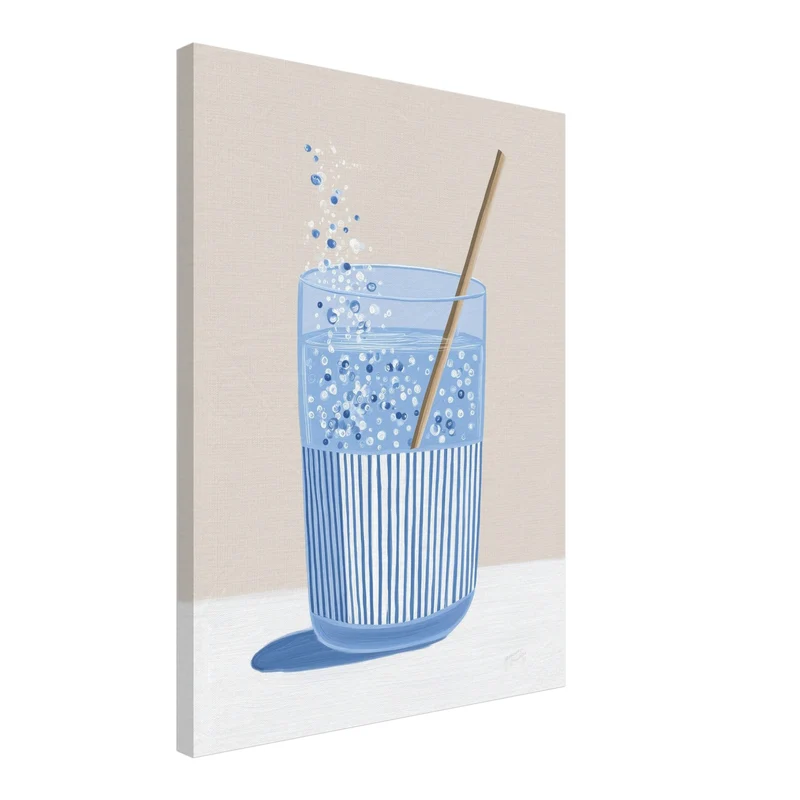 Sprudelwasser mit Strohhalm Leinwandbild