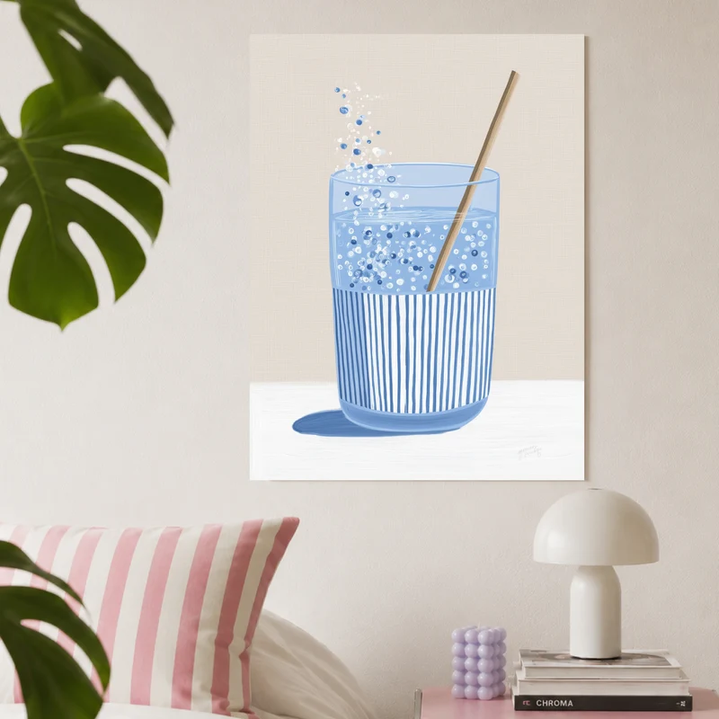 Sprudelwasser mit Strohhalm Leinwandbild
