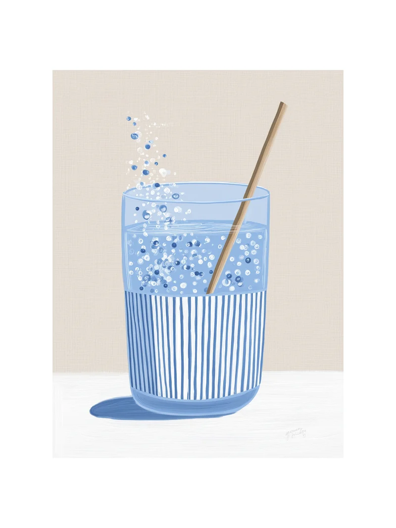 Sprudelwasser mit Strohhalm Poster