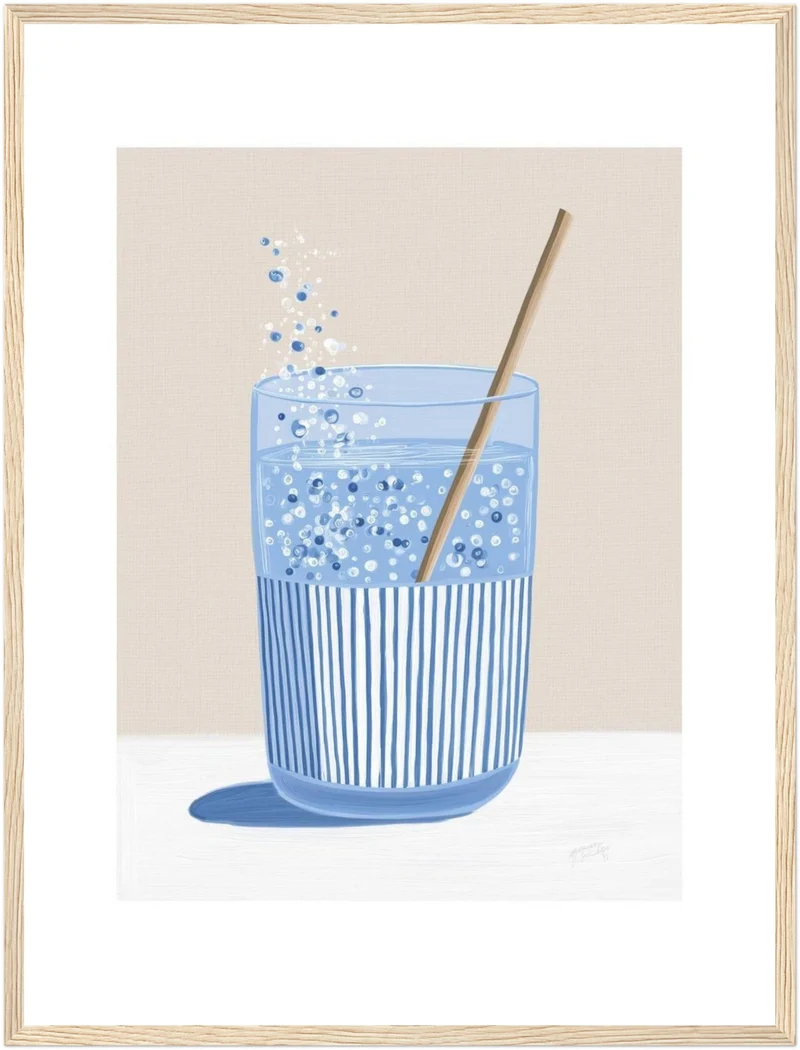Sprudelwasser mit Strohhalm Poster