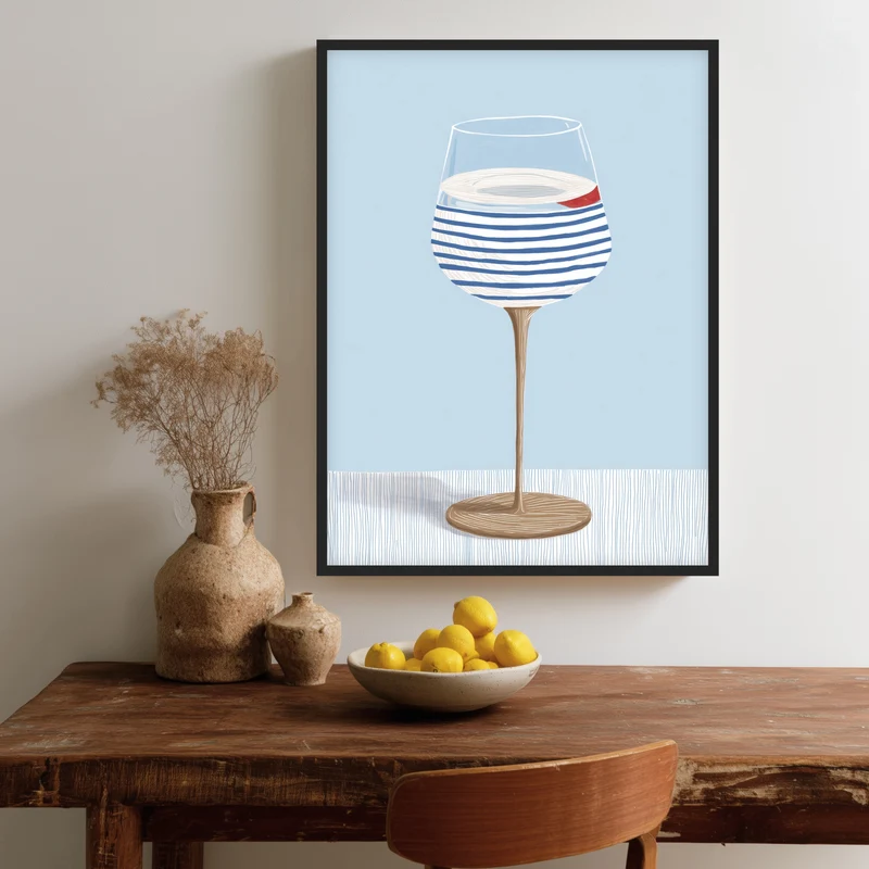 Weinglas mit Streifen Poster