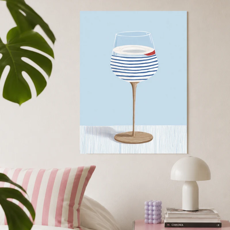Weinglas mit Streifen Poster