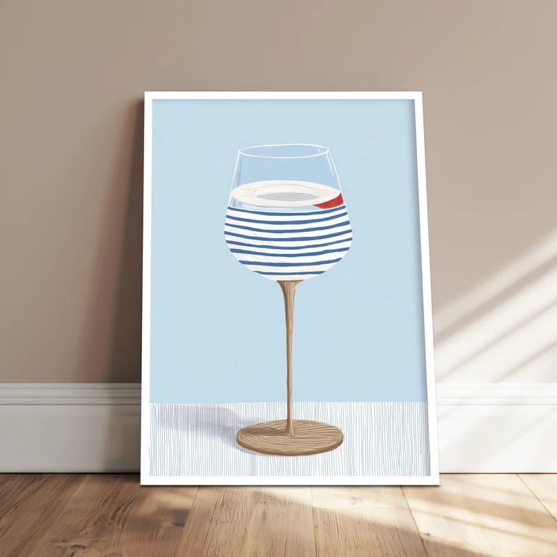 Weinglas mit Streifen Poster