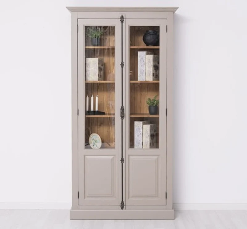 Casa Padrino Vitrine im Landhausstil mit 2 Türen, 110 x 40 x 210 cm