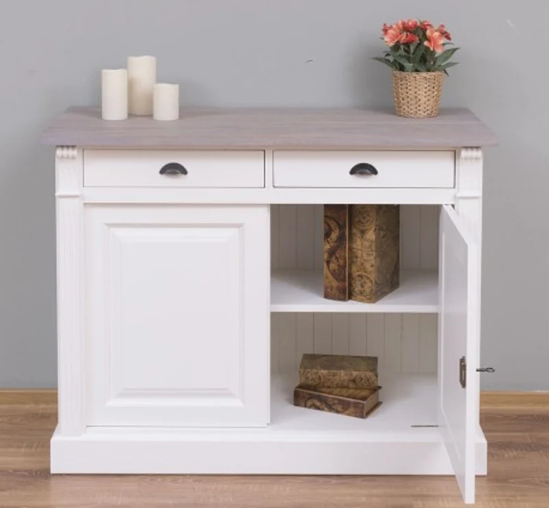 Casa Padrino Sideboard im Landhausstil mit 2 Türen, 2 Schubladen und Eichenholzplatte, 116 x 51 x 90 cm