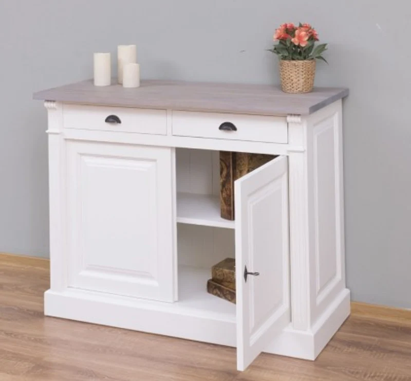 Casa Padrino Sideboard im Landhausstil mit 2 Türen, 2 Schubladen und Eichenholzplatte, 116 x 51 x 90 cm