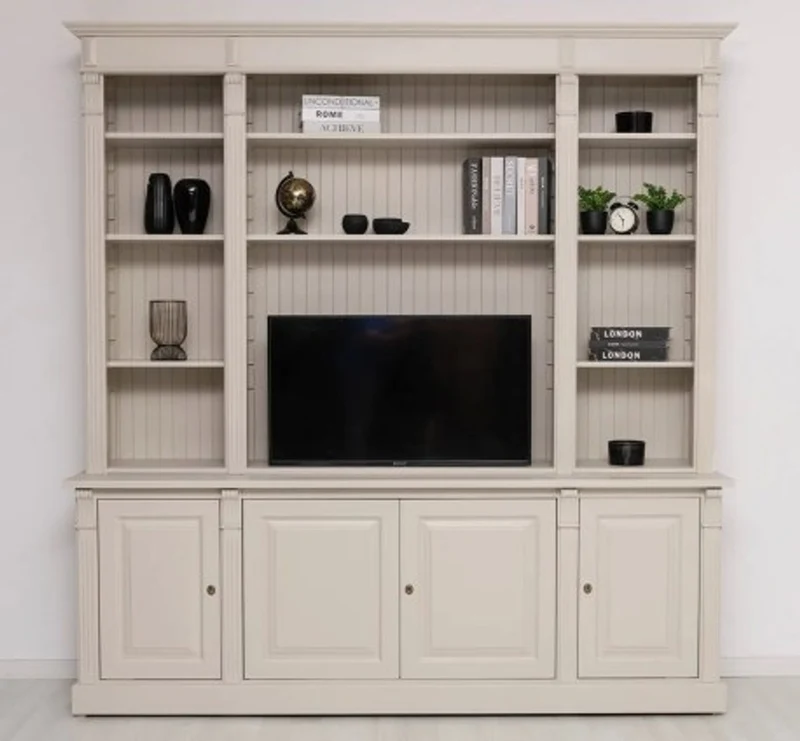 Casa Padrino TV Schrank im Landhausstil Creme Waterloo, 223 x 51 x 228 cm