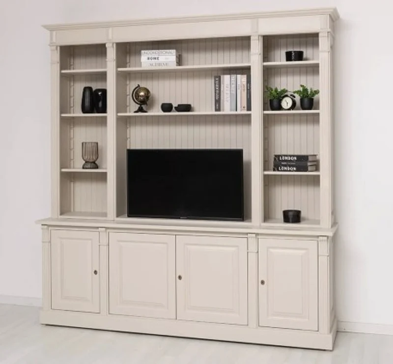 Casa Padrino TV Schrank im Landhausstil Creme Waterloo, 223 x 51 x 228 cm