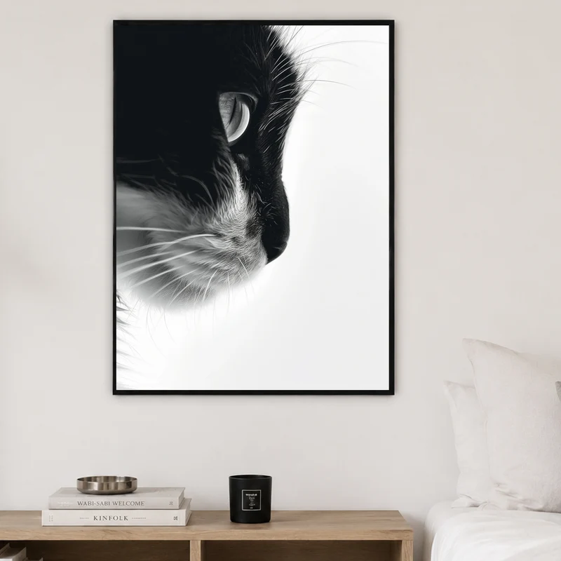 Katzenprofil Schwarz Weiss Poster