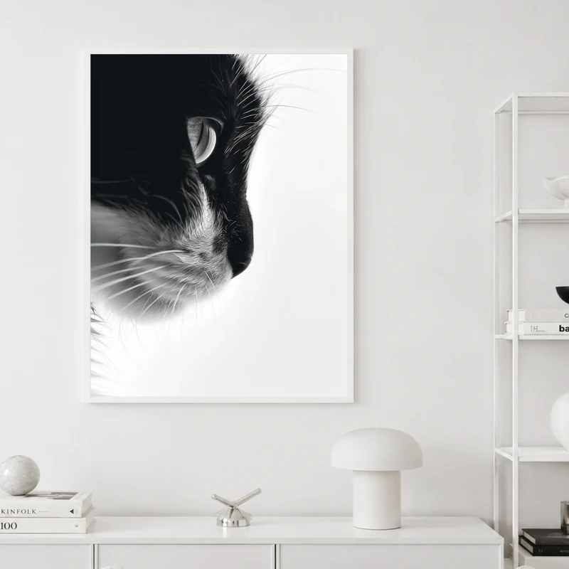Katzenprofil Schwarz Weiss Poster