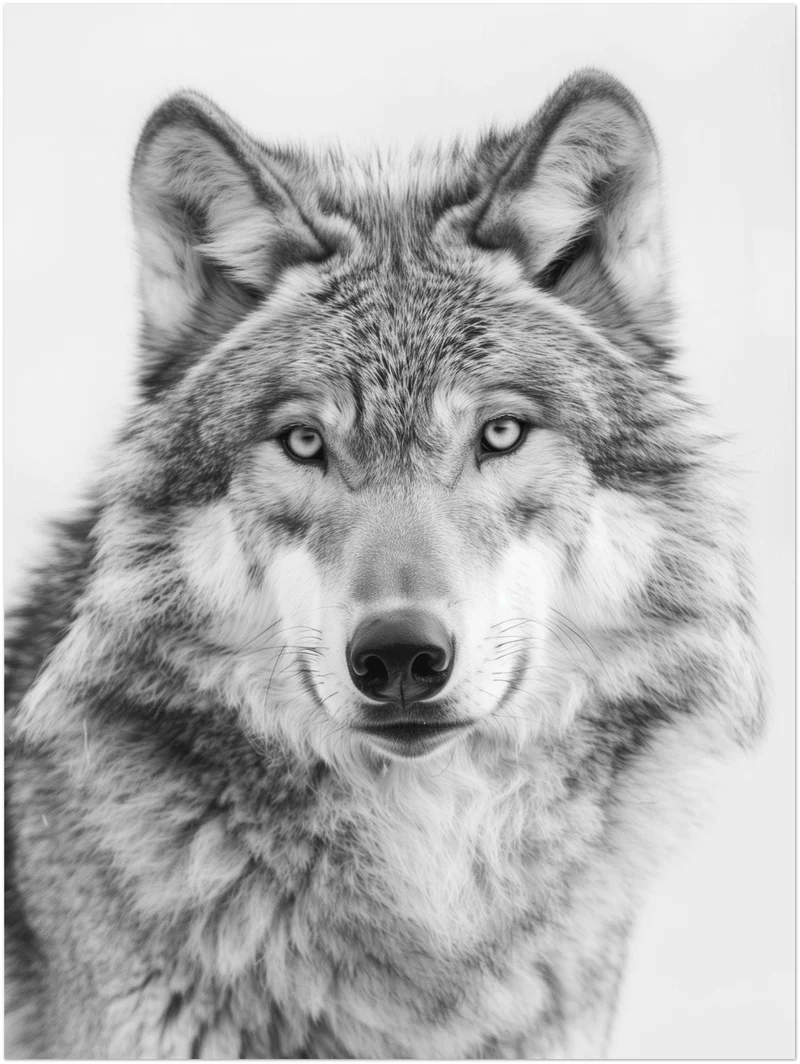 Wolf Portrait Schwarzweiss Leinwand
