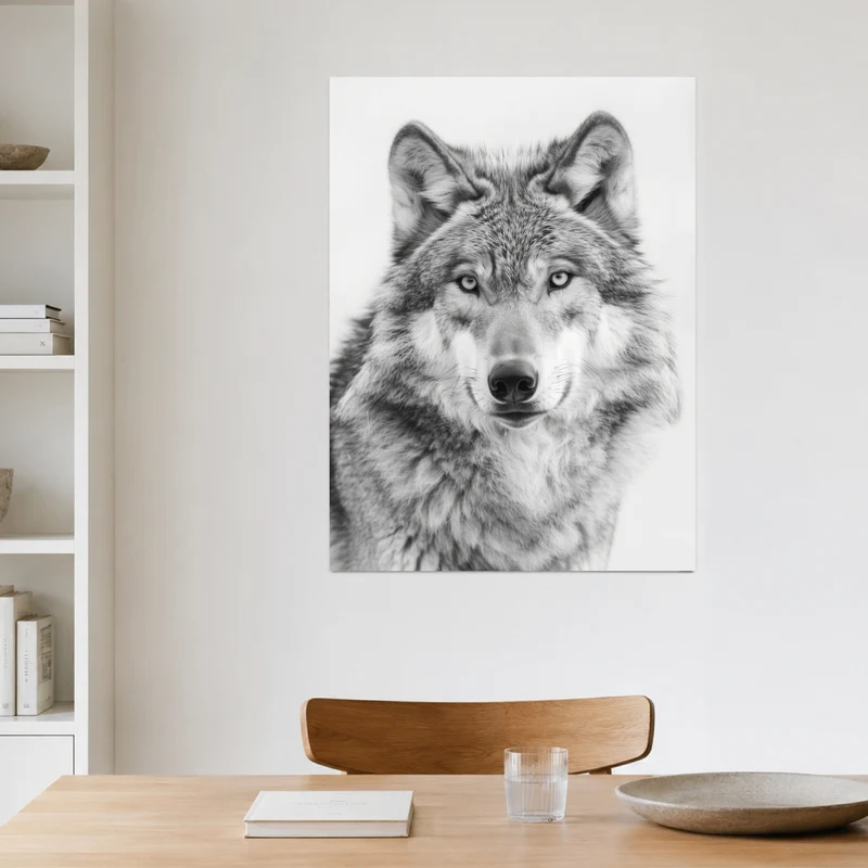 Wolf Portrait Schwarzweiss Leinwand
